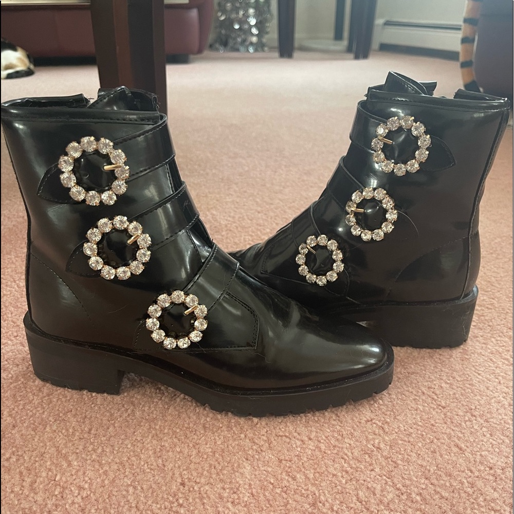 Nanette Lepore booties with rhinestone detail 7.5